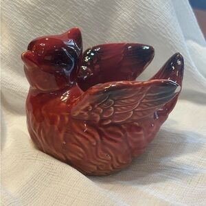 Vintage Ceramic Cardinal Tea Light Figurine Holder